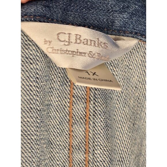 CJ Banks Jean Jacket Women 1X Blue Pockets 100% Cotton - Picture 5 of 7